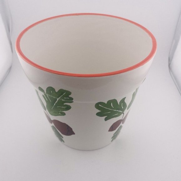 Hand Painted Floral Leaves Ceramic Flower‎ Pot Made in Portugal 823/18 - Picture 2 of 7
